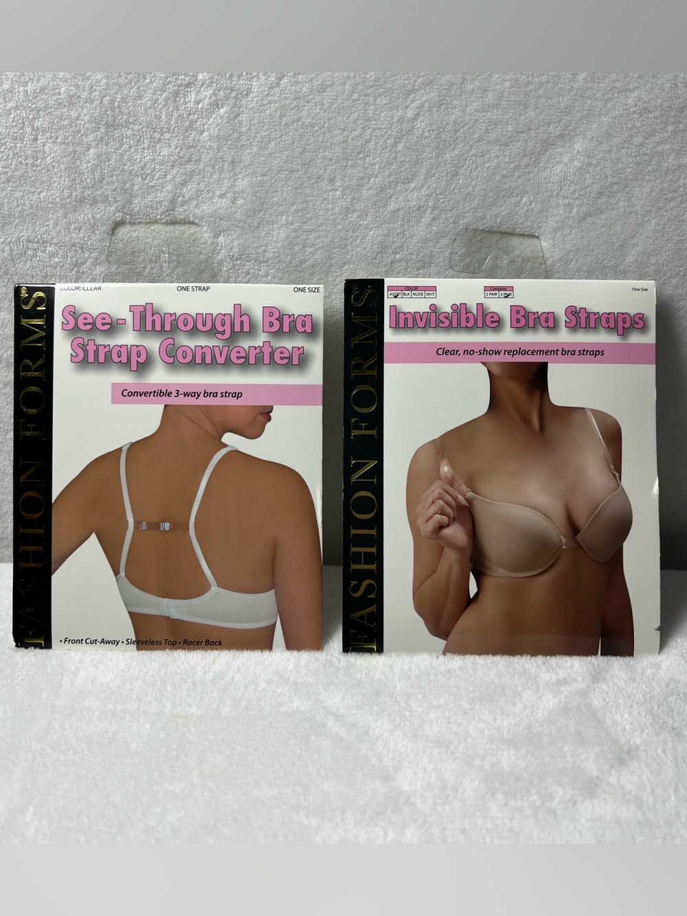 New Lot of 2 - FASHION FORMS - Clear Bra Straps and Bra Strap Converter Bundle
